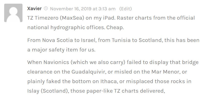 Xavier comments on "A few valuable boating apps, and what’s your favorite?"