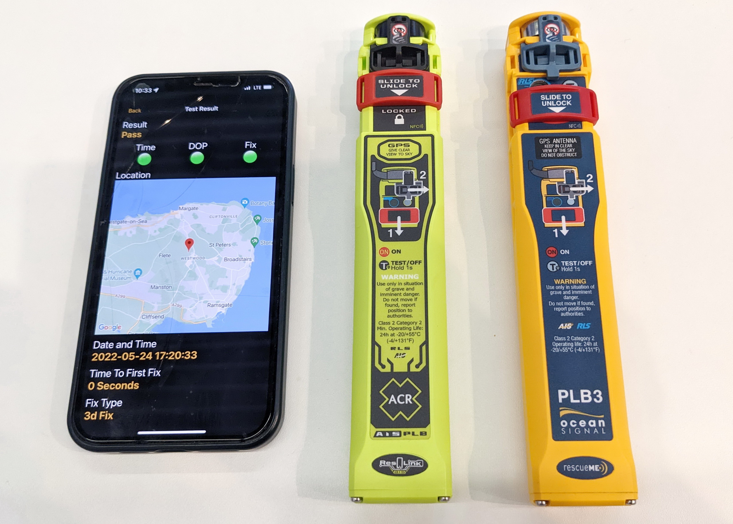 ACR ResQLink AIS PLB and Ocean Signal RescueMe PLB3